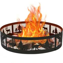 36 in. Metal Wood Burning Outdoor Fire Pit Ring