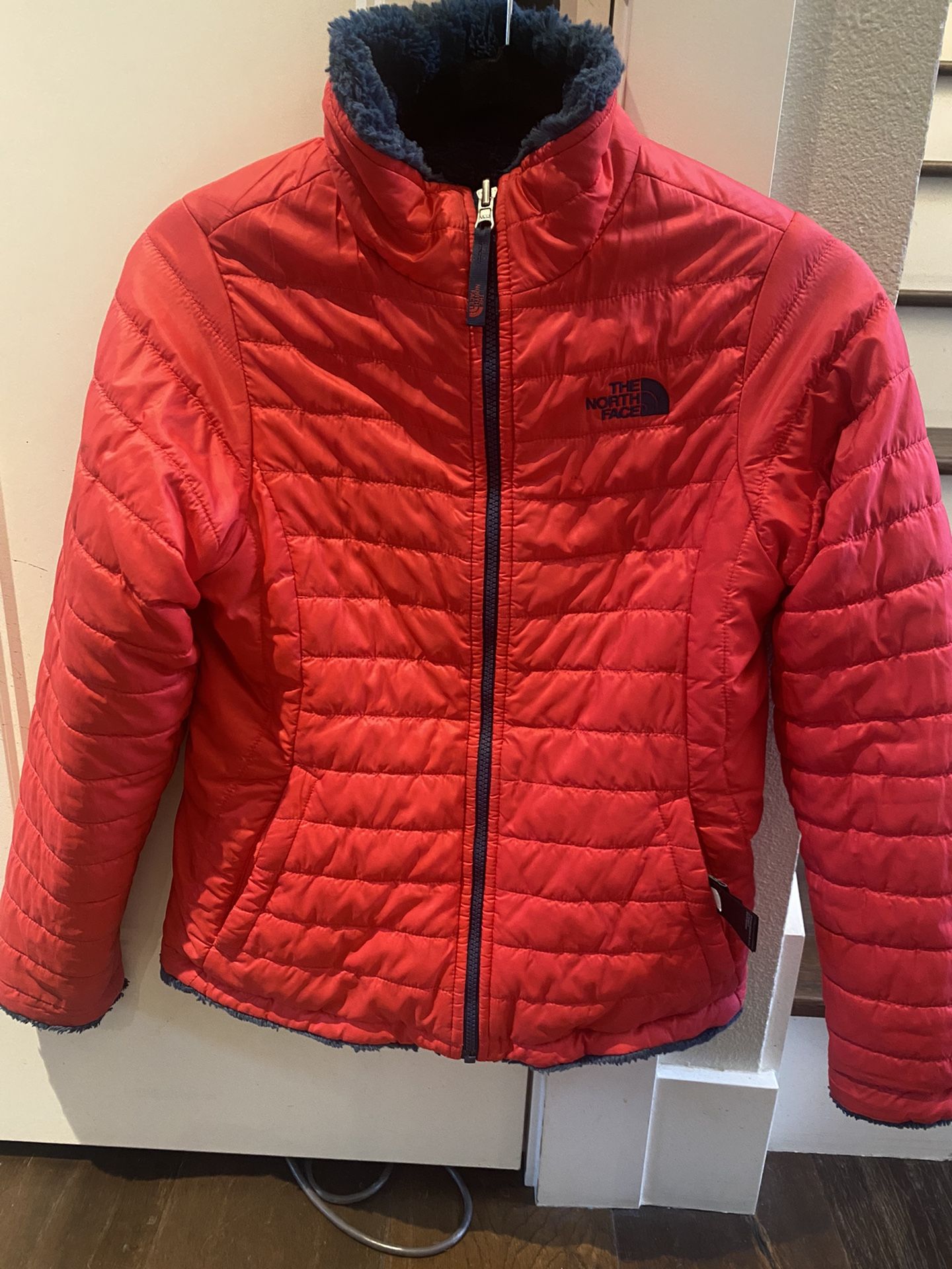 Kid’s Reversible North Face Fleece Puffer Coat Size Large 14/16