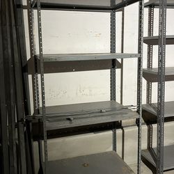 Gray Metal Industrial Shelf Rack With 4 Shelves