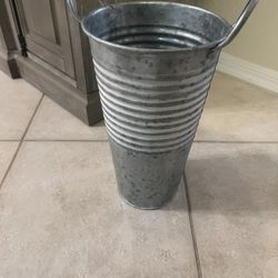 (4). 10” Whitewashed Galvanized Vases