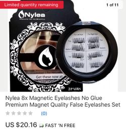 Nylea 8x Magnetic Eyelashes No Glue Premium Magnet Quality False Eyelashes Set
