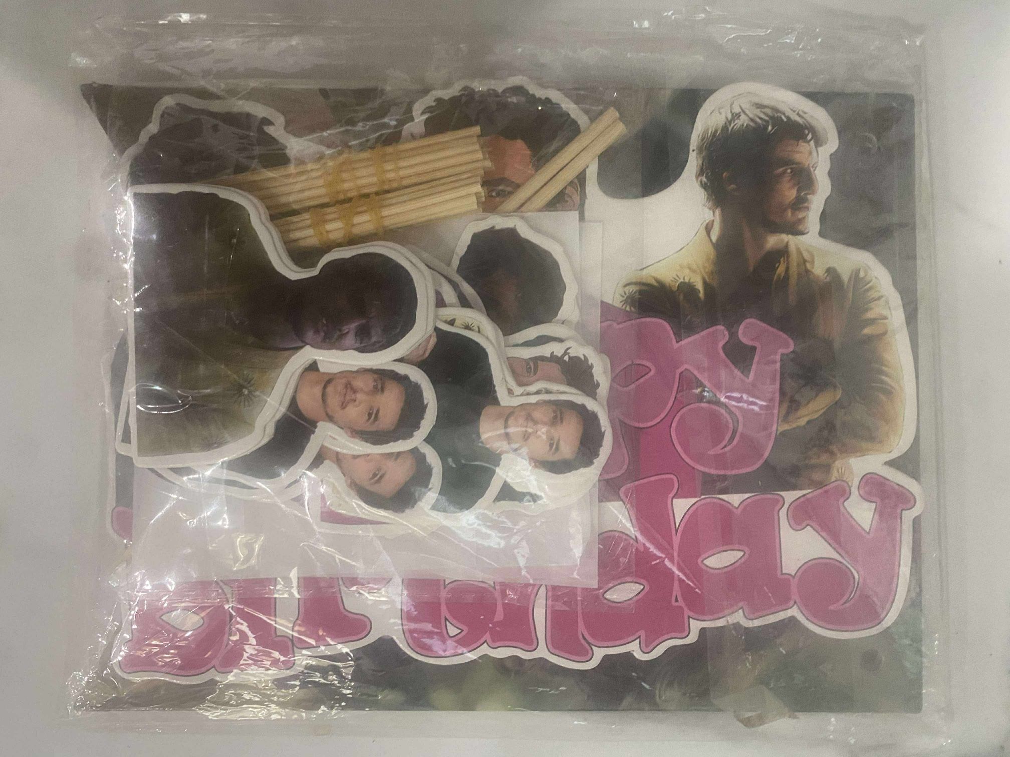 PEDRO PASCAL Banner Cupcake Toppers Party Supply Set