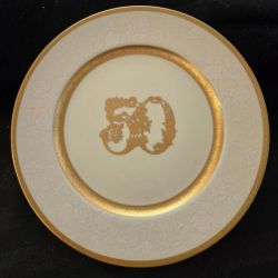 Vintage Mikasa Fine China 50th Golden Anniversary Plate Gold Encrusted Bands