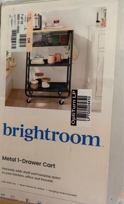 Metal Storage Cart with Mesh Drawer and Wood Top Black - Brightroom™: Rolling Utility Cart with Casters & Storage Drawers