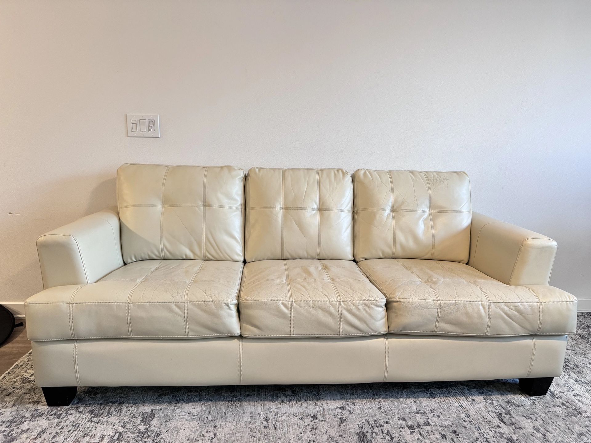 Beige Leather Sofa