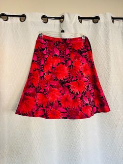Red and Pink Floral A-Line Skirt