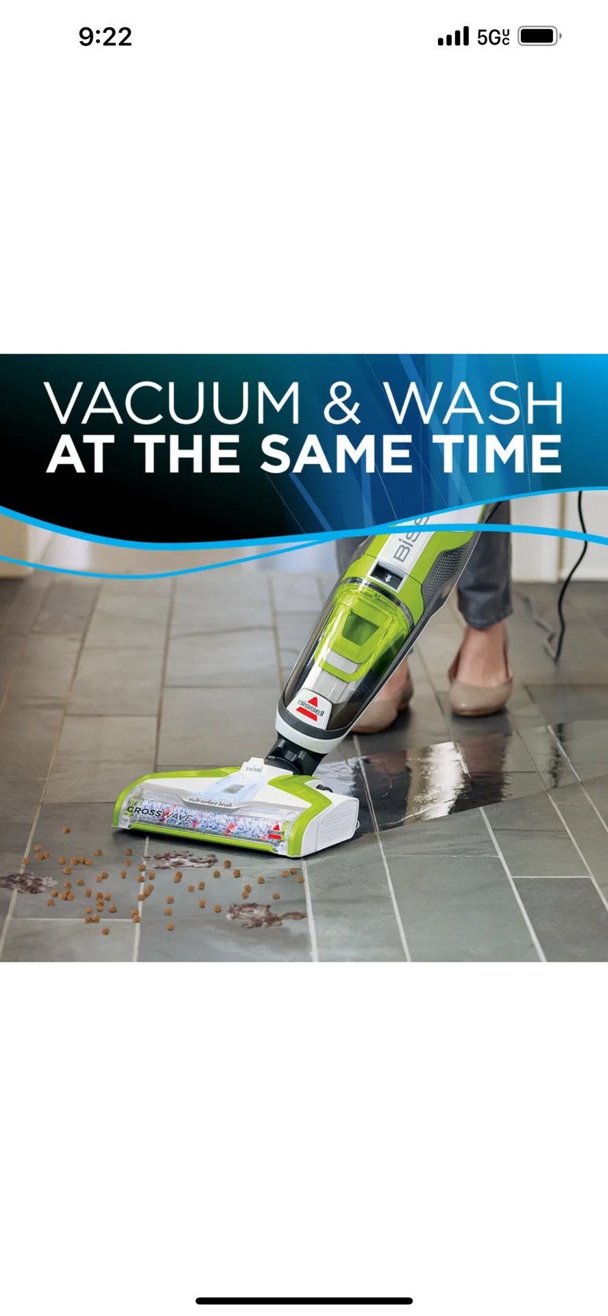 Bissell Crosswave Mop & Area Rug Cleaner Wet/Dry Vacuum 