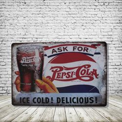 Pepsi Vintage Style Antique Collectible Tin Metal Sign Wall Decor