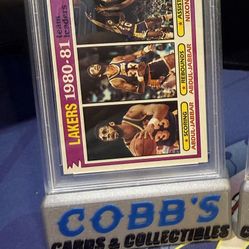 1981 TOPPS 55 LAKERS TEAM LEADERS K.ABDUL-JABBAR/N.NIXON PSA 5