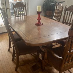 Solid Oak Table And Matching Bar Was