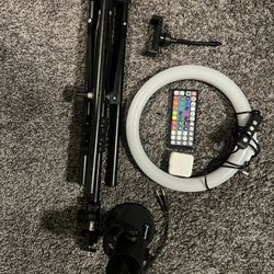 Streaming Microphone & Ring Light With Stand / Phone Holder