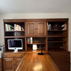 Office wall unit with desk