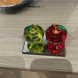 swarovski red and green apple glass