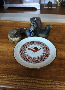 Mid century pottery bird decor