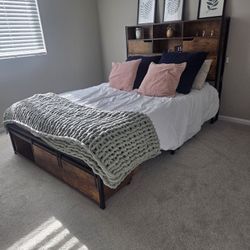 Full Size Rustic Barn Platform Bed With Storage