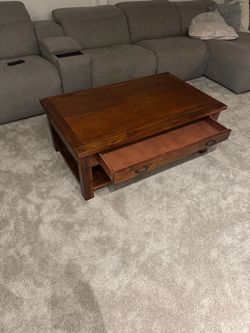 World Market Wood Coffee Table with Drawer & Shelf