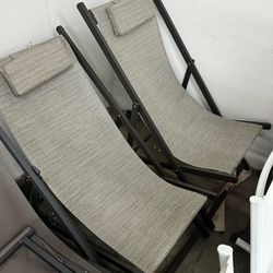 PURPLE LEAF Patio Outdoor Beach Sling Chair Folding Camping Lounge Canva Fishing Pool Side Chairs Set of 2