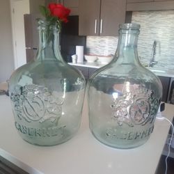 2 Huge Flower Glass Vase 
