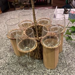 Wine Holder And 6 Glasses