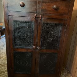 Antique Tin Punch Pie Safe Cabinet
