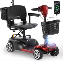 20Miles Mobility Scooter, Up to 300LBS 4 Wheels Electric Mobility Scooter for Seniors & Adults, Electric Wheelchair with Removable Battery, Dual Baske