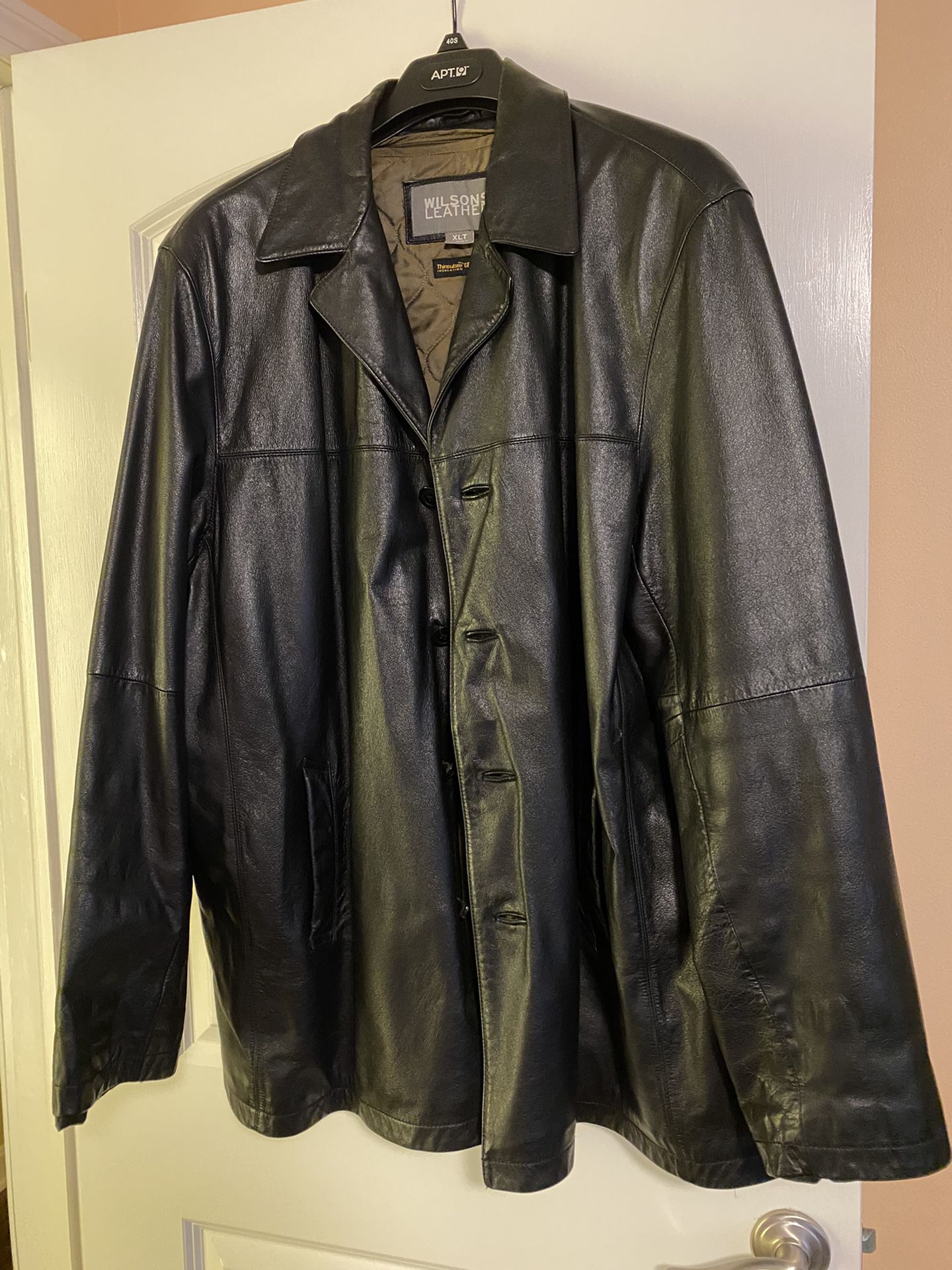 Leather Jacket Coat Black Men Motorcycle Biker Dress Casual Buttons Long Bomber