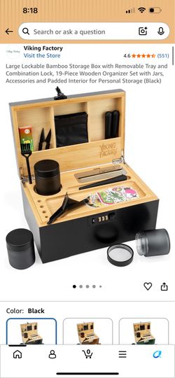 Viking Factory Large Lockable Bamboo Storage Box