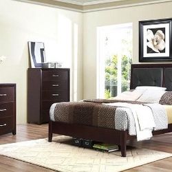 4-pc Queen Bedroom Set ( Bed Frame/Dresser/Mirror/Night Stand)