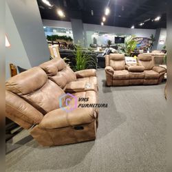 2Pc Recliner set Sofa and loveseat leather