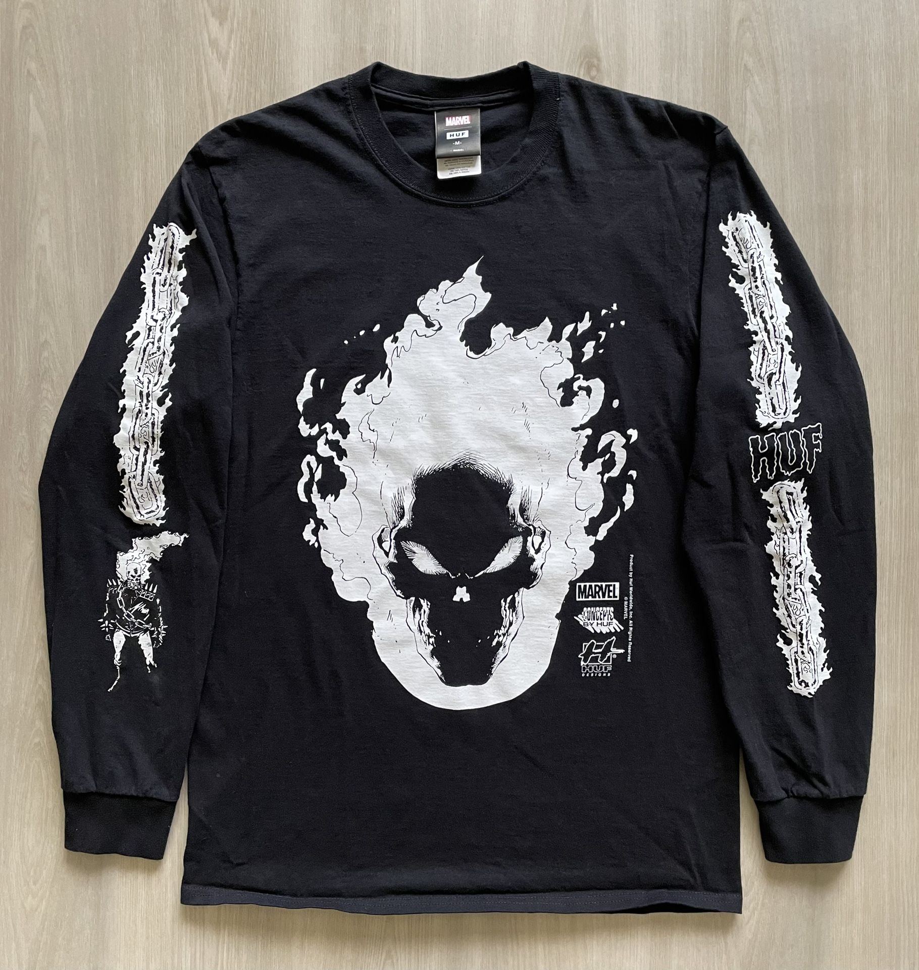 HUF x Marvel Ghost Rider Spirit Of Vengeance Glow In The Dark Shirt Sz Medium