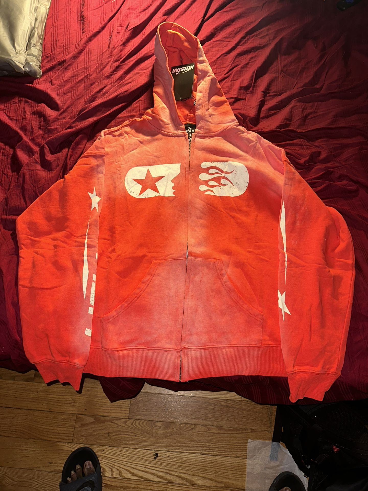 Hellstar Zip Up Hoodie- Red/White