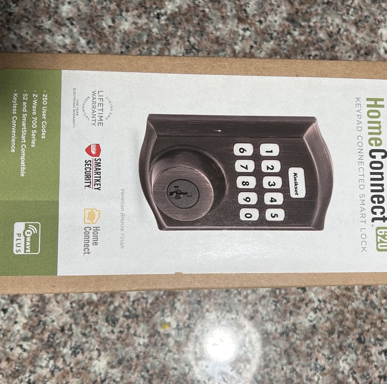 Home Connect 620 Keypad 869 Traditional Venetian Bronze Connected Smart Lock Deadbolt with Z-Wave-700 Feat SmartKey