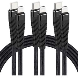 20W USB C to Lightning Cable Fast Charging 【3Pack-6ft】 Apple MFi Certified Nylon Braided Type C Quick Charger Cable USB-C High Speed Charging for iPho