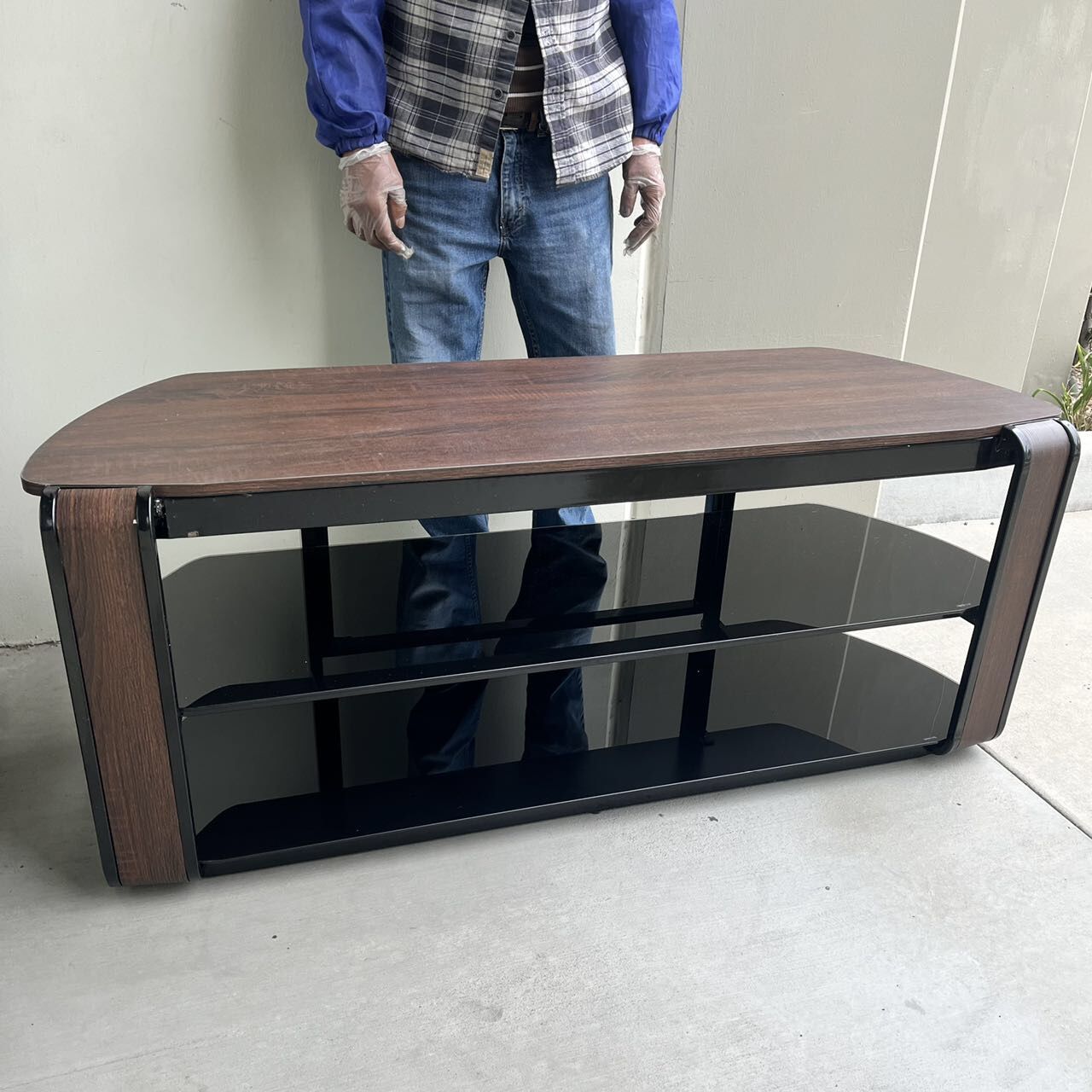 New In Box 55x18x22.5 Inch Tall Glass TV Stand Fits Televison Up To 65 Inches