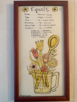 Vintage 1969 Jacque “Equals” Kitchen Conversion Print – Framed MCM Art