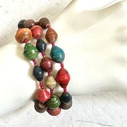 Colorful Paper Beaded Multi Strand Bracelet 