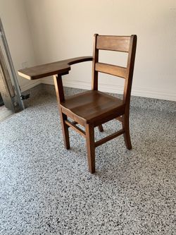 Antique Student Chair And Built In Desk