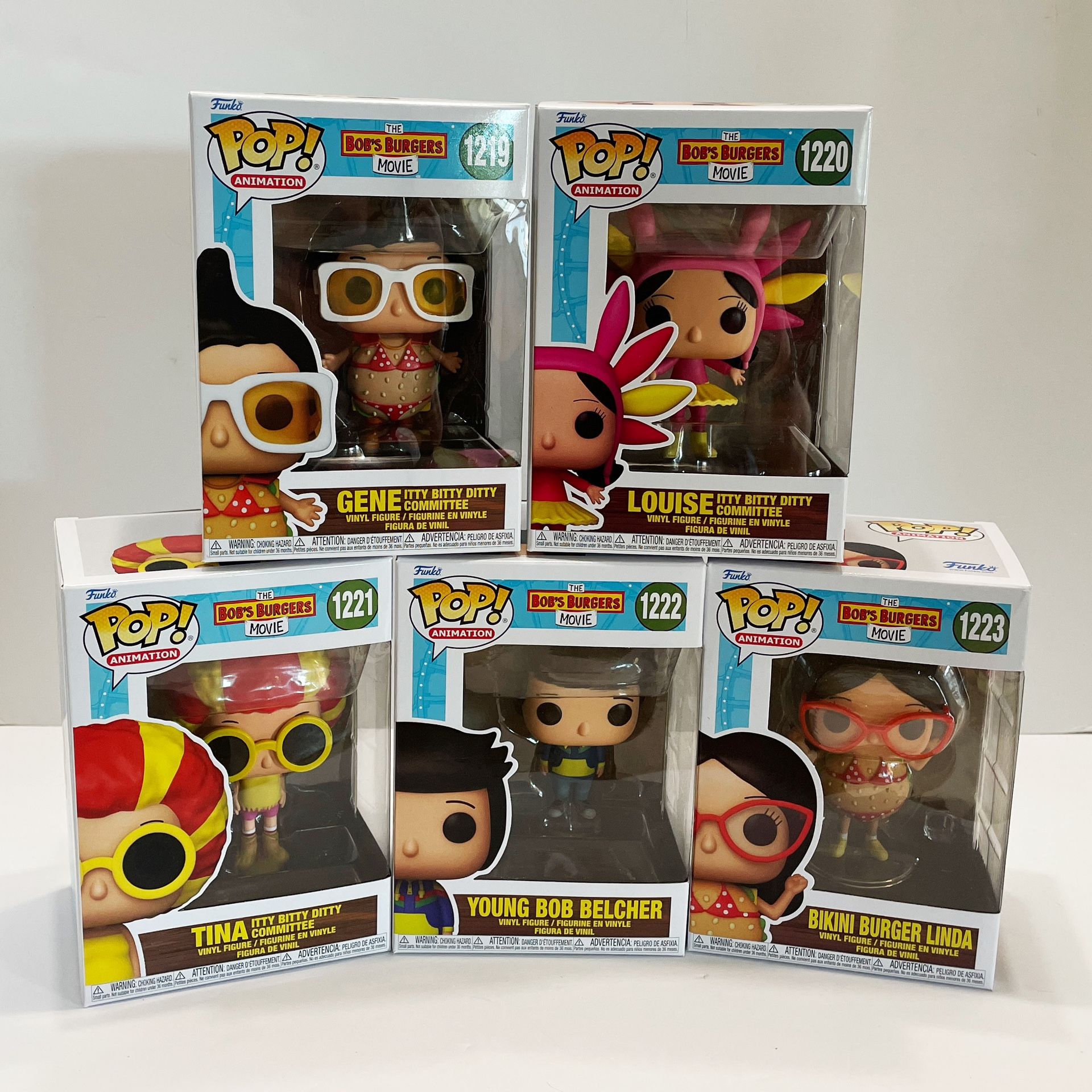 5pc Set Bob’s Burgers Funko Pops Gene Louise Tina Bob Linda MIB