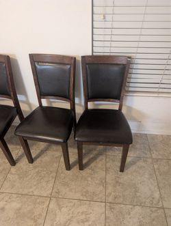 Set of 4 Wood Dining Chairs with Faux Leather