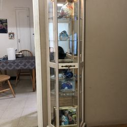 Curio Or Display Cabinet $125 Nice Shape Full Length Mirror With Brass Light 6 Ft Tall See Details 