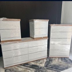 Dresser, Chest And 2 Nightstands - Cómoda, Gavetero Y 2 Mesitas De Noche 