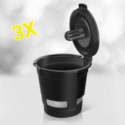 Lot of 3 Universal Refillable Black Coffee Filters for Single Serve Coffee Maker