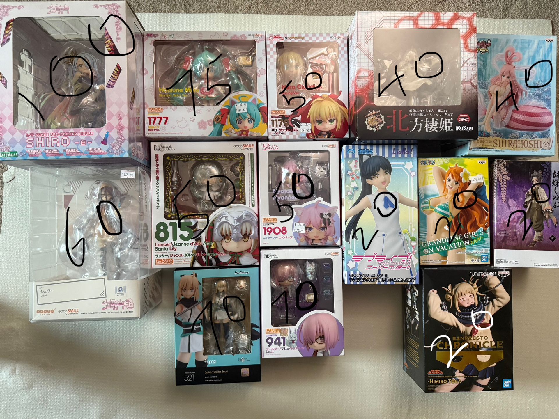 Assortment of NEW Anime Figures SELL/TRADE - One piece/Fate/No game no life/My hero/Miku/Vtubers