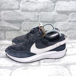 Nike Waffle Debut Running Shoes Womens 8.5 Black White Sneakers