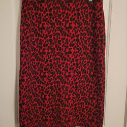Banana Republic Bold Red & Black Animal Print Pencil Skirt