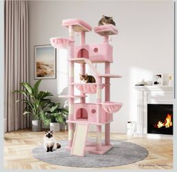 81 Inches Tall Cat Tree，Pink