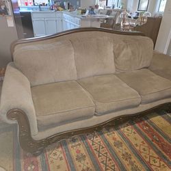 Nice couch with wood trim