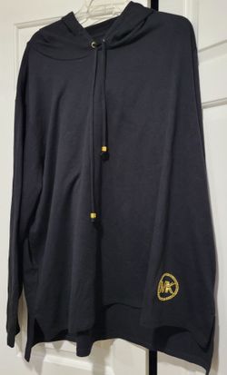 Michael Kors Women's Black Hoodie 3X V-Neck Pullover Long Sleeve Jacket