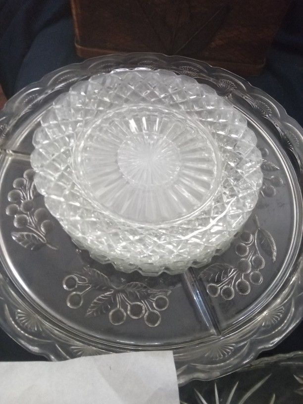 6 Cut Glass Antique Plates