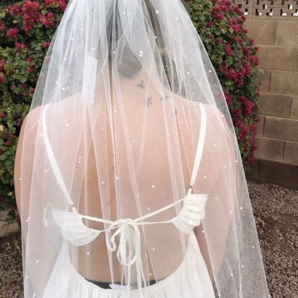 Pearl wedding veil